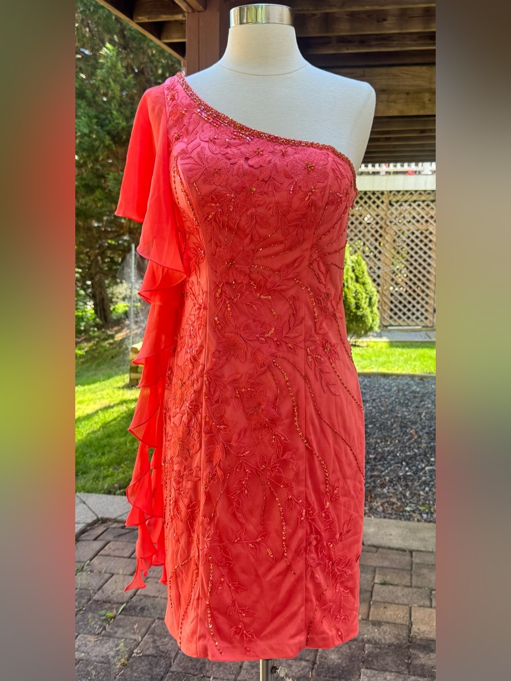 Sue Wong One Shoulder Embroidered Embellished Dress Size 6- Homecoming